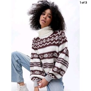 Free People Check Me Out Pullover Sweater in Winter Fog Combo size XS NWT